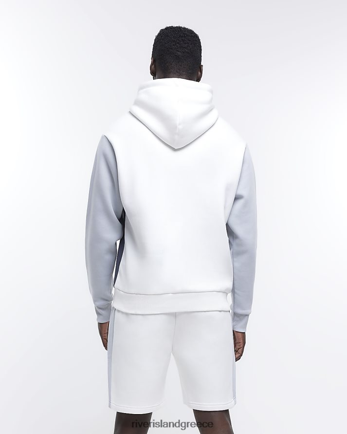River Island ενδύματα άσπρο άνδρες κανονική εφαρμογή color block hoodie B6N8X5844