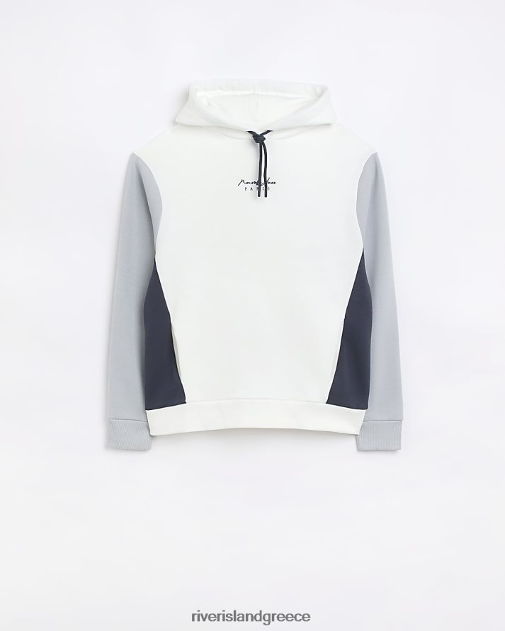 River Island ενδύματα άσπρο άνδρες κανονική εφαρμογή color block hoodie B6N8X5844