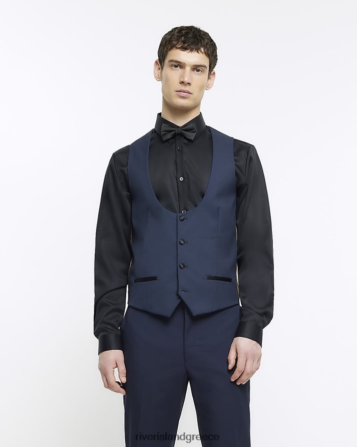 River Island ενδύματα ΠΟΛΕΜΙΚΟ ΝΑΥΤΙΚΟ άνδρες γιλέκο σμόκιν σε λεπτή εφαρμογή B6N8X3031