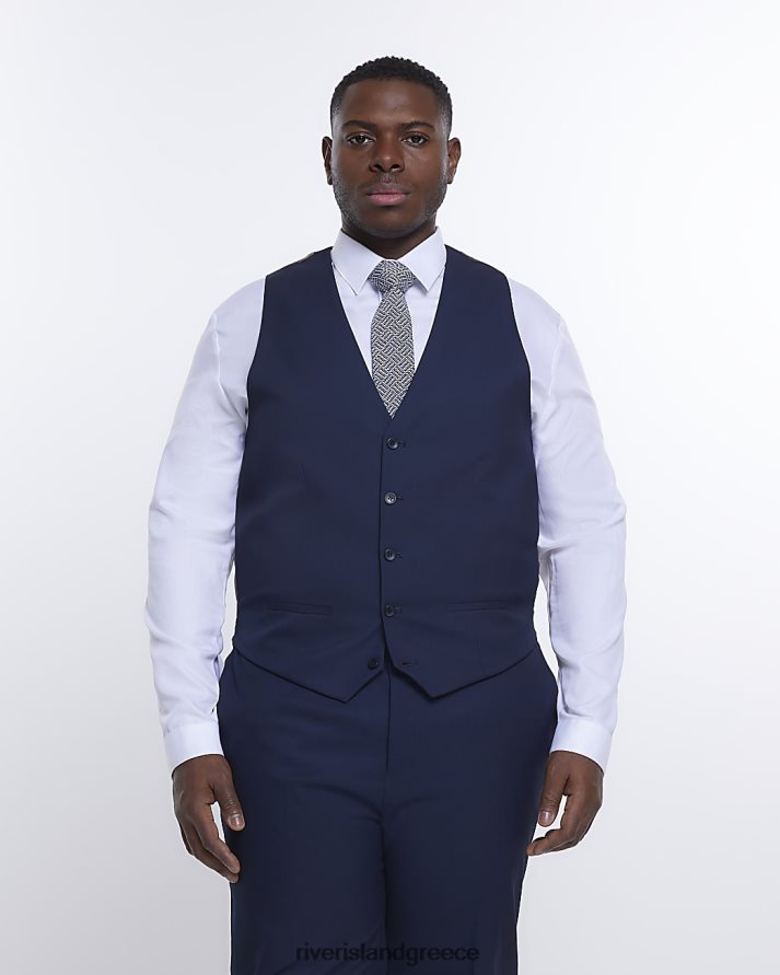 River Island ενδύματα ΠΟΛΕΜΙΚΟ ΝΑΥΤΙΚΟ άνδρες μεγάλο & ψηλό γιλέκο με λεπτή εφαρμογή B6N8X3153