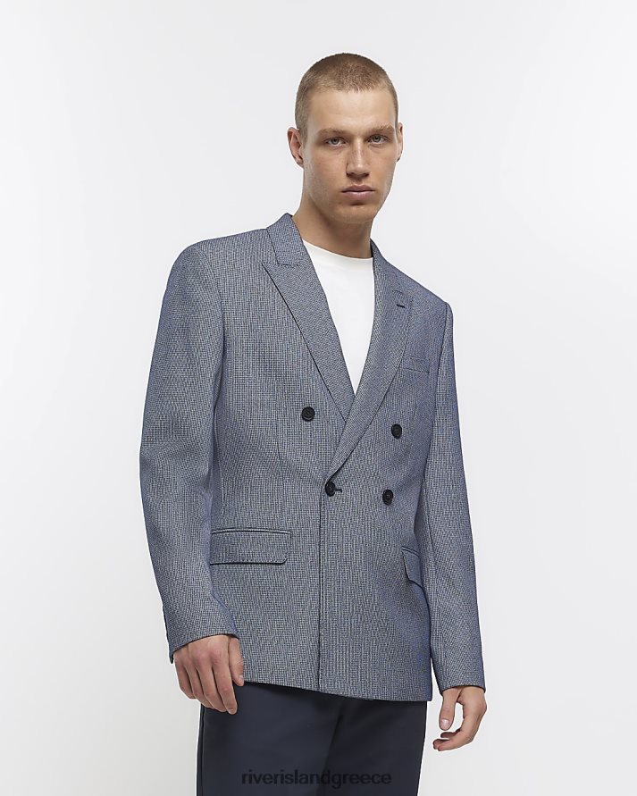 River Island ενδύματα μπλε άνδρες σακάκι με κανονική εφαρμογή B6N8X5681