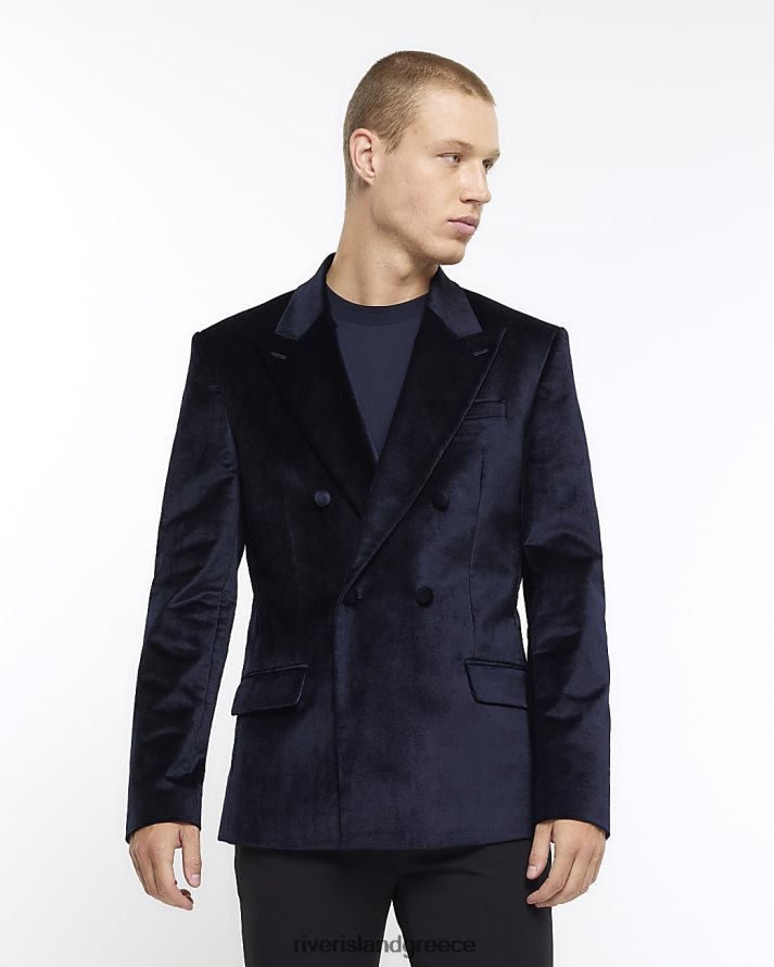 River Island ενδύματα ΠΟΛΕΜΙΚΟ ΝΑΥΤΙΚΟ άνδρες κανονική εφαρμογή βελούδινο blazer B6N8X5493