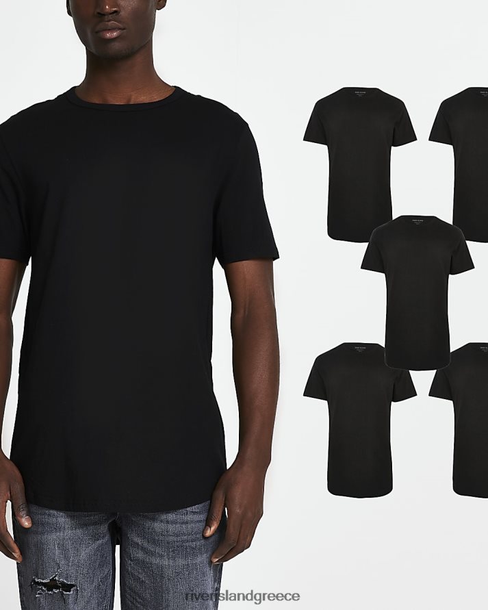 River Island ενδύματα μαύρος άνδρες πολυσυσκευασία με μπλουζάκια με 5 καμπύλες B6N8X5963