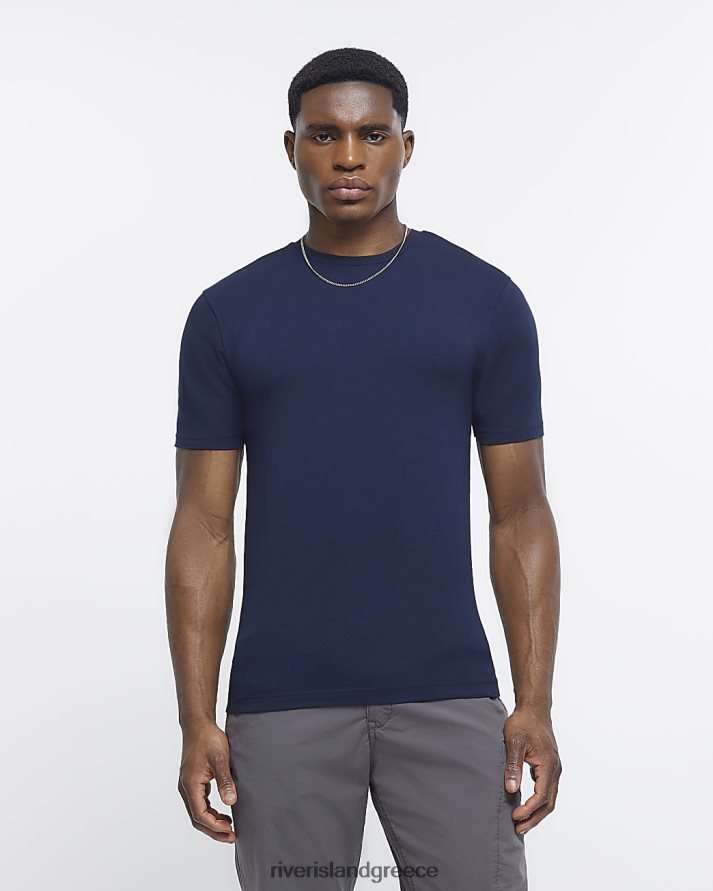 River Island ενδύματα ΠΟΛΕΜΙΚΟ ΝΑΥΤΙΚΟ άνδρες κοντομάνικο μπλουζάκι για μυϊκή εφαρμογή B6N8X2334