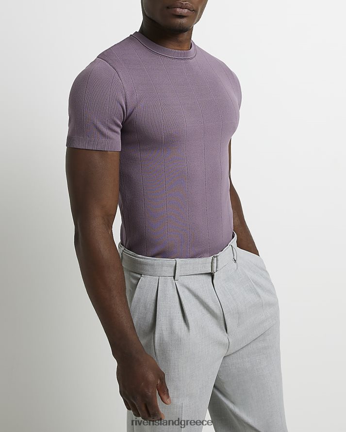 River Island ενδύματα μωβ άνδρες μυϊκή πλεκτή μπλούζα B6N8X2843