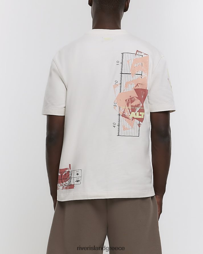River Island ενδύματα εκρού άνδρες γραφικό τοποθέτησης κανονικής εφαρμογής B6N8X2932