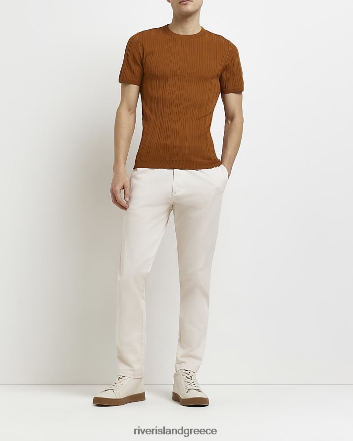 River Island ενδύματα σκουριά άνδρες μυϊκή πλεκτή μπλούζα B6N8X3132