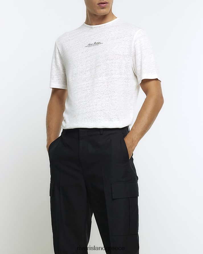 River Island ενδύματα άσπρο άνδρες γραφικό μπλουζάκι με κανονική εφαρμογή B6N8X5448