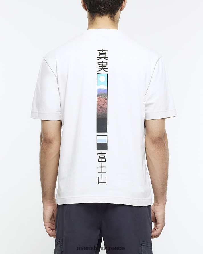 River Island ενδύματα γκρί άνδρες κανονική εφαρμογή γραφικό μπλουζάκι ράχης B6N8X5598