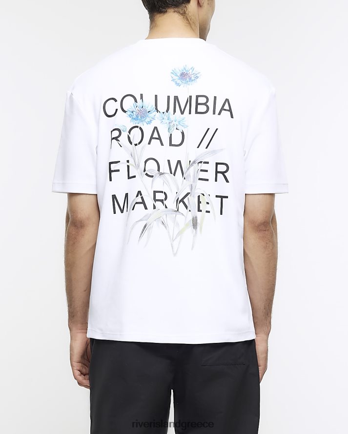 River Island ενδύματα άσπρο άνδρες κανονική εφαρμογή γραφικό μπλουζάκι με στάμπα B6N8X5662