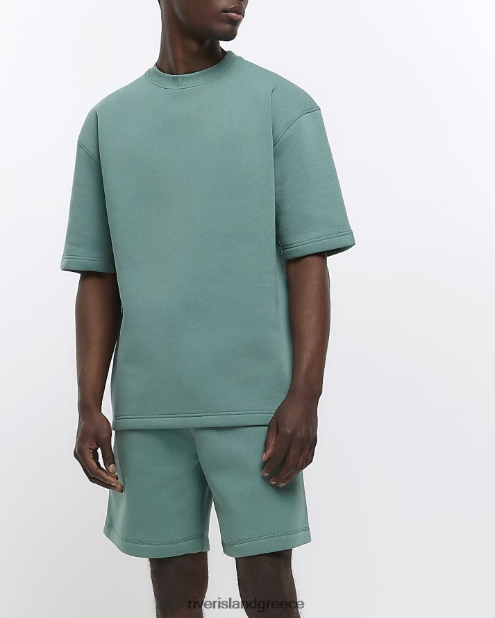 River Island ενδύματα πράσινος άνδρες βαρέων βαρών μπλουζάκι μεγάλου μεγέθους B6N8X5773