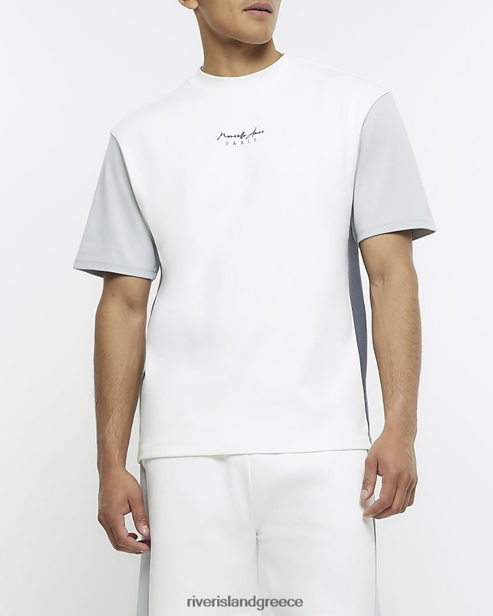 River Island ενδύματα άσπρο άνδρες T-shirt με κανονική εφαρμογή B6N8X5816