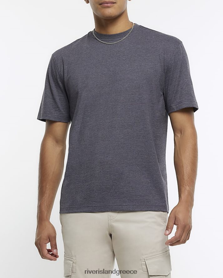 River Island ενδύματα γκρί άνδρες T-shirt με κανονική εφαρμογή marl B6N8X2517