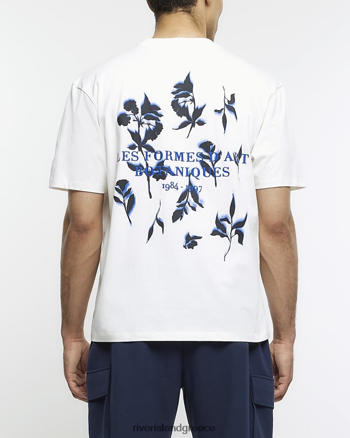River Island ενδύματα άσπρο άνδρες κανονική εφαρμογή floral print γραφικό t-shir B6N8X2480