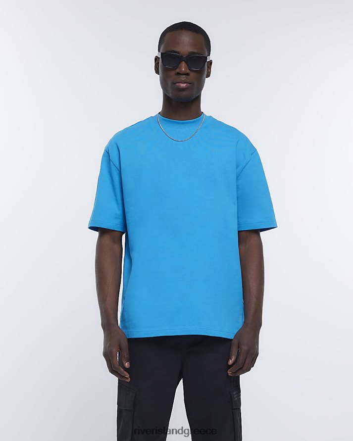 River Island ενδύματα μπλε άνδρες μπλουζάκι ri studio oversized fit B6N8X2631