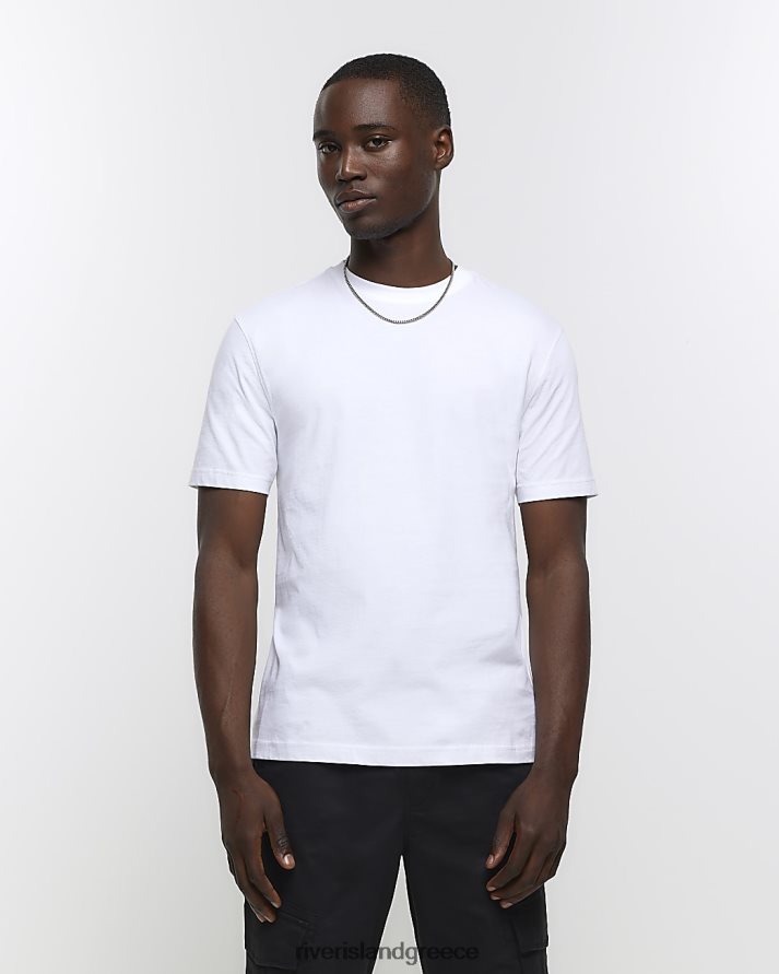 River Island ενδύματα άσπρο άνδρες slim fit t-shirt B6N8X2443