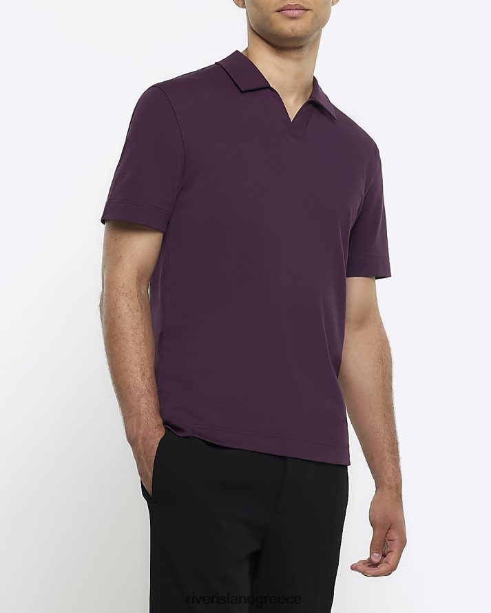 River Island ενδύματα μωβ άνδρες πόλο με ανοιχτό γιακά με λεπτή εφαρμογή B6N8X2584