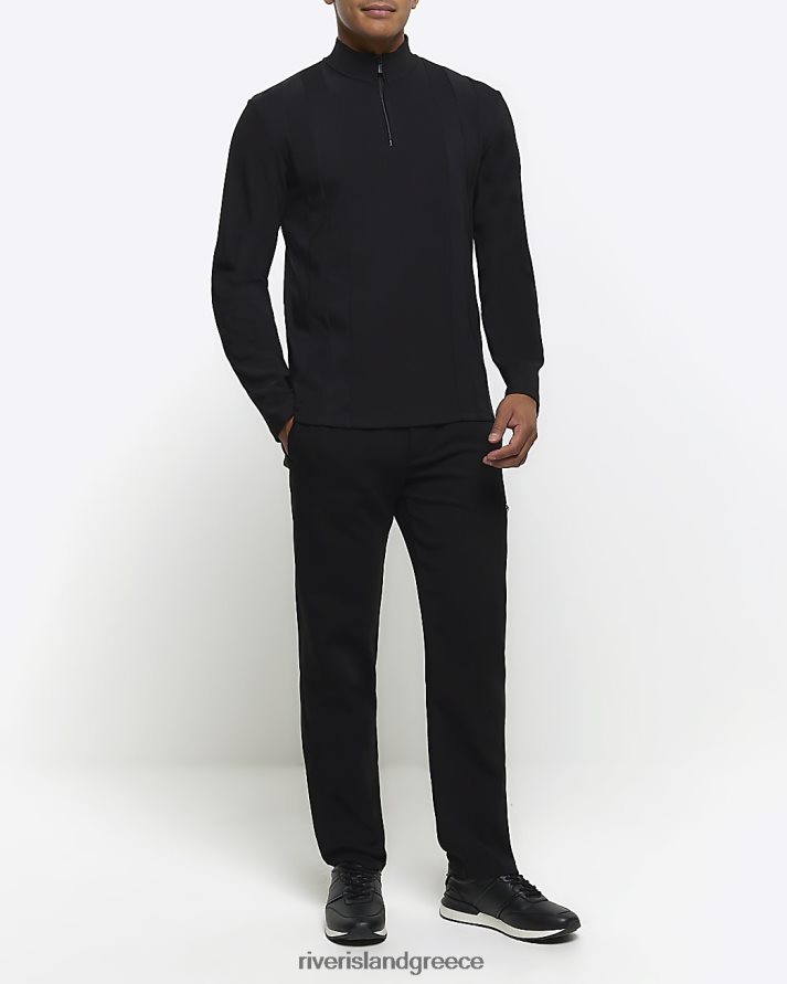 River Island ενδύματα μαύρος άνδρες slim fit color block funnel polo B6N8X5579