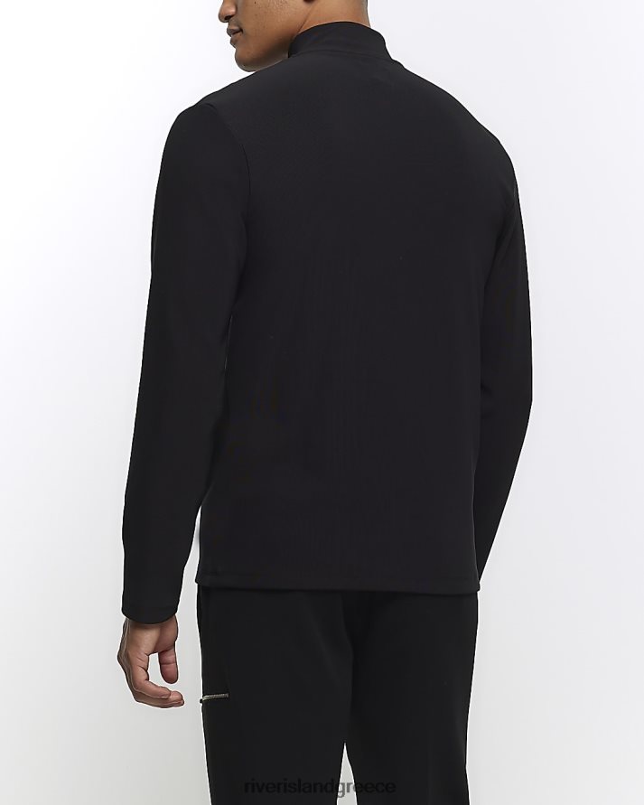 River Island ενδύματα μαύρος άνδρες slim fit color block funnel polo B6N8X5579