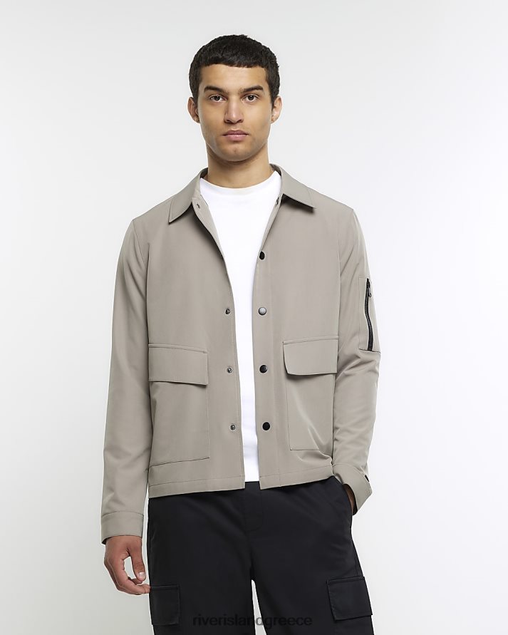 River Island ενδύματα πέτρα άνδρες φόρμα τεχνολογίας με κανονική εφαρμογή B6N8X2451