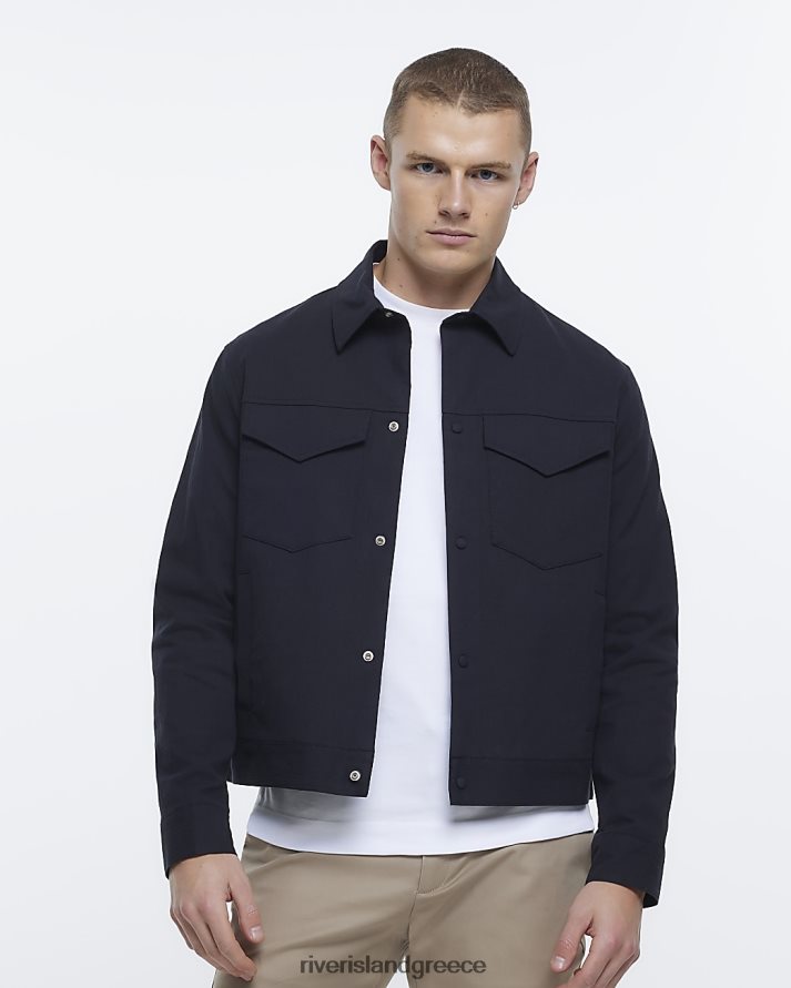 River Island ενδύματα μαύρος άνδρες κανονική εφαρμογή ανάγλυφο δυτικό σακάκι B6N8X2472