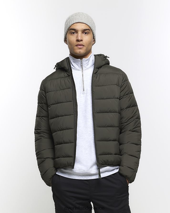 River Island ενδύματα πράσινος άνδρες κανονικό μπουφάν με κουκούλα B6N8X2739
