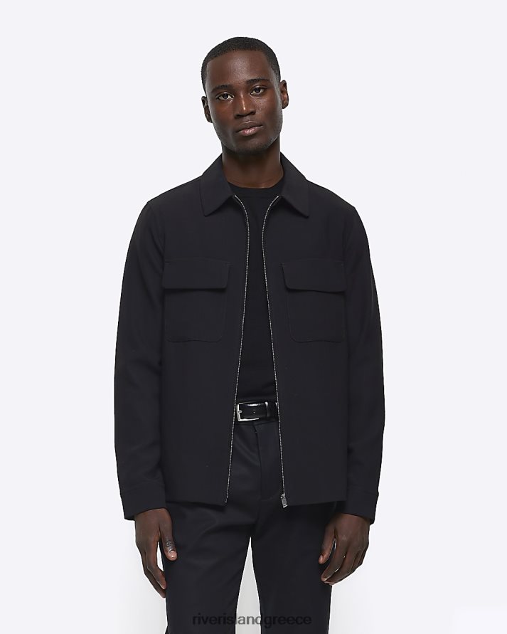 River Island ενδύματα μαύρος άνδρες Έξυπνη θήκη με φερμουάρ κανονικής εφαρμογής B6N8X2819