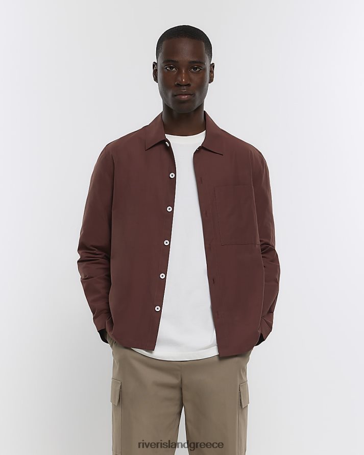 River Island ενδύματα καφέ άνδρες ελαφρύ μπλουζάκι με κανονική εφαρμογή B6N8X2846