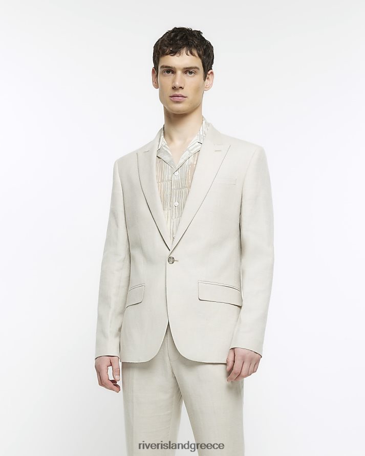 River Island ενδύματα πέτρα άνδρες σακάκι κοστούμι με λεπτή εφαρμογή B6N8X2859