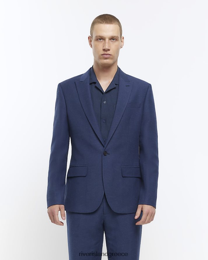 River Island ενδύματα μπλε άνδρες σακάκι κοστούμι με λεπτή εφαρμογή B6N8X2860