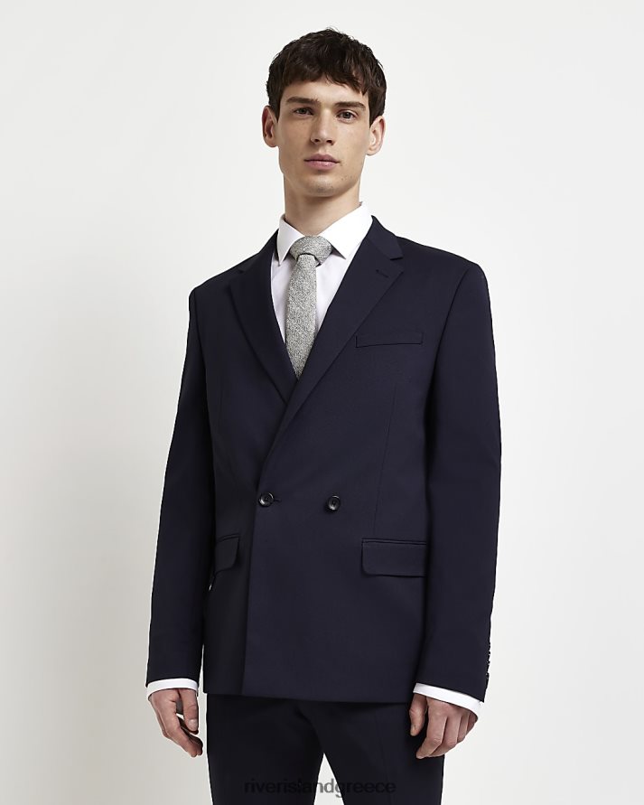 River Island ενδύματα ΠΟΛΕΜΙΚΟ ΝΑΥΤΙΚΟ άνδρες σακάκι κοστούμι με διπλό στήθος σε λεπτή εφαρμογή B6N8X3071
