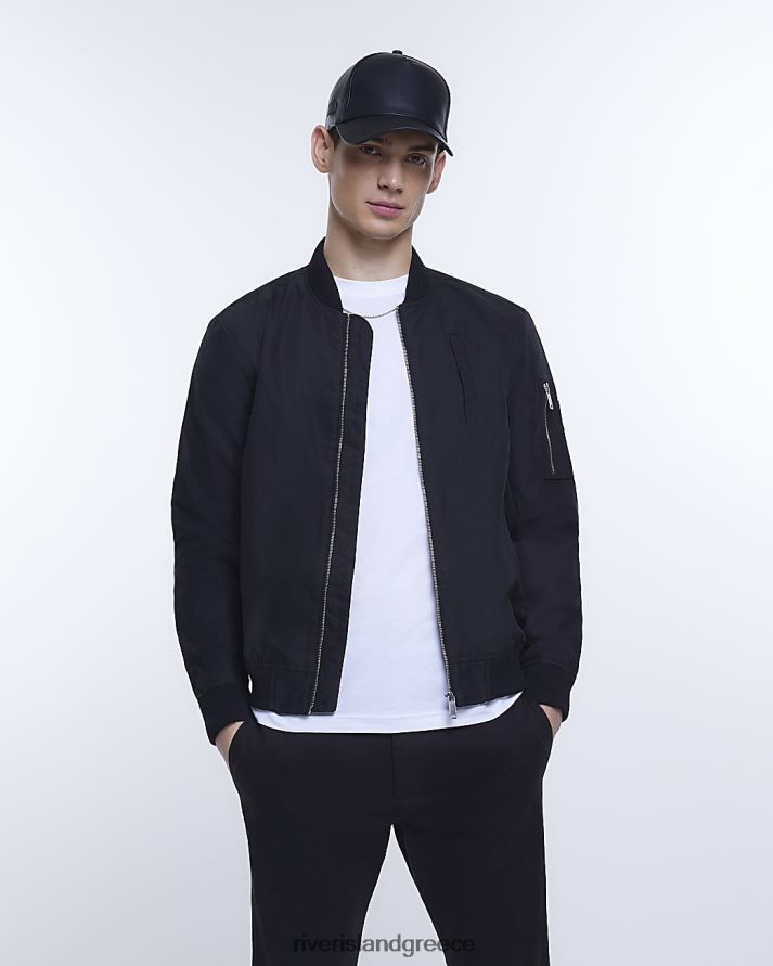 River Island ενδύματα μαύρος άνδρες μπουφάν με φερμουάρ B6N8X3121