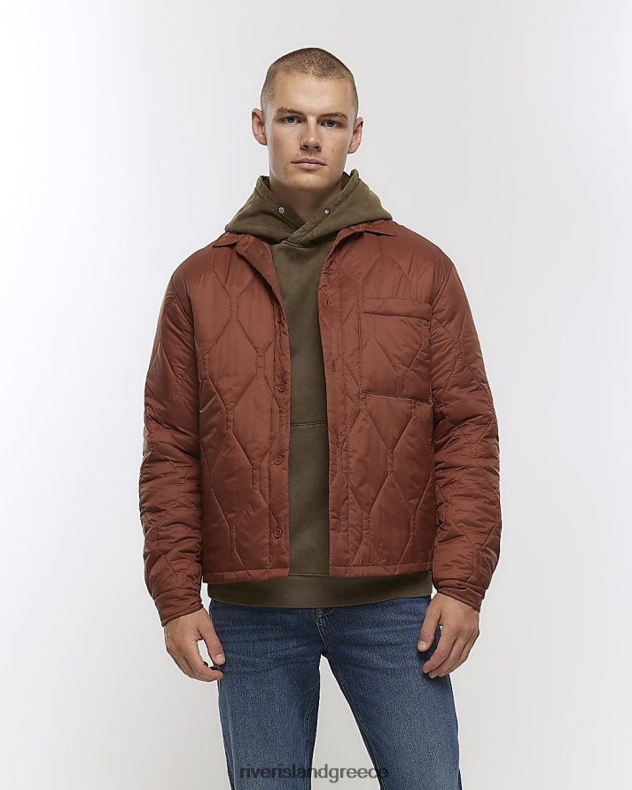 River Island ενδύματα πορτοκάλι άνδρες κανονική εφαρμογή καπιτονέ σακάκι B6N8X5642