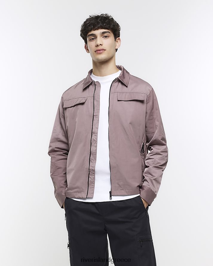 River Island ενδύματα μωβ άνδρες νάιλον φερμουάρ κανονικής εφαρμογής B6N8X5818