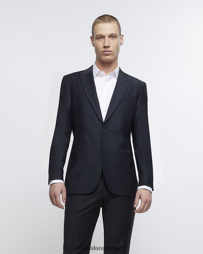 River Island ενδύματα μαύρος άνδρες κοκαλιάρικο μάλλινο πλούσιο σακάκι κοστουμιού B6N8X5852