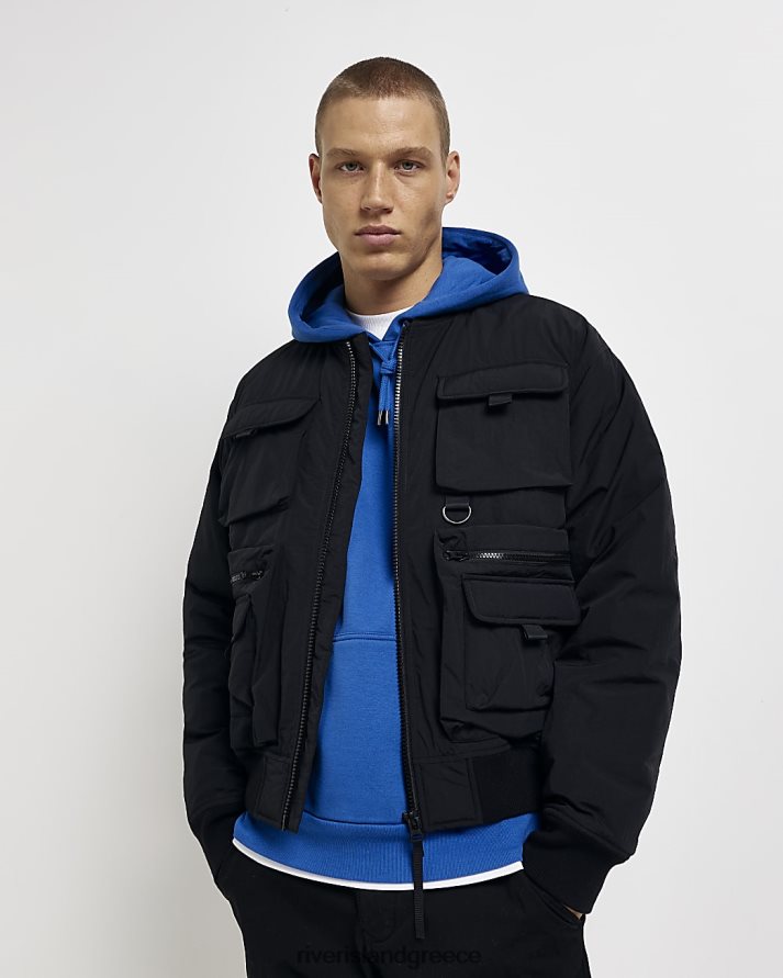 River Island ενδύματα μαύρος άνδρες κανονική εφαρμογή με πολλές τσέπες B6N8X5909