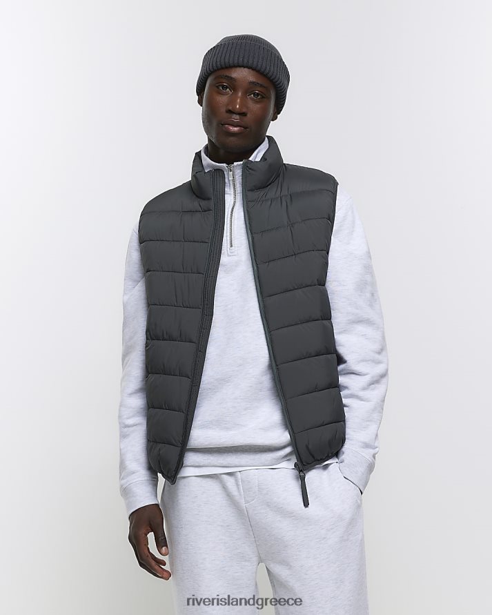 River Island ενδύματα χακί άνδρες Gilet με κανονική εφαρμογή B6N8X2741