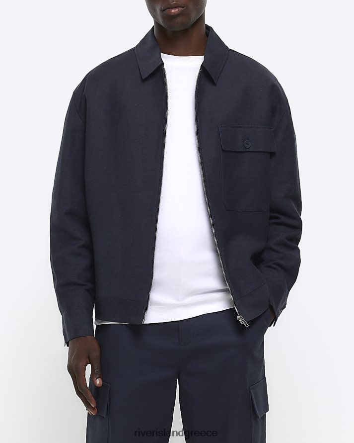 River Island ενδύματα γκρί άνδρες σακάκι Harrington με λεπτή εφαρμογή B6N8X5707