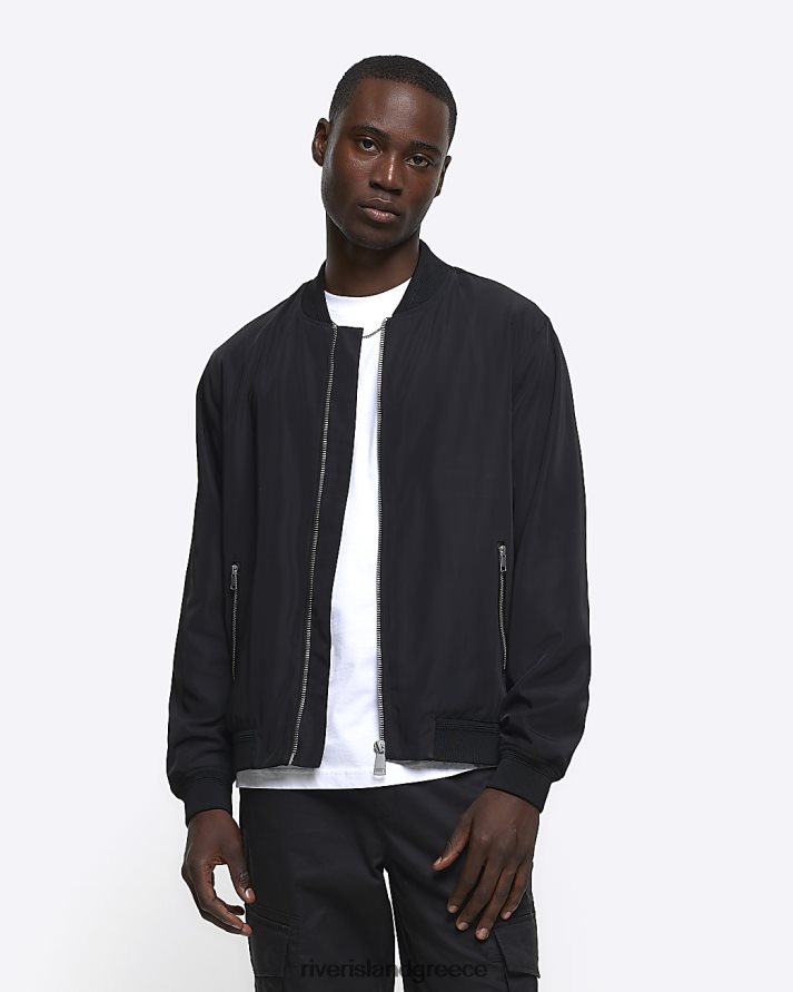 River Island ενδύματα μαύρος άνδρες κανονική εφαρμογή με φερμουάρ bomber jacket B6N8X2822