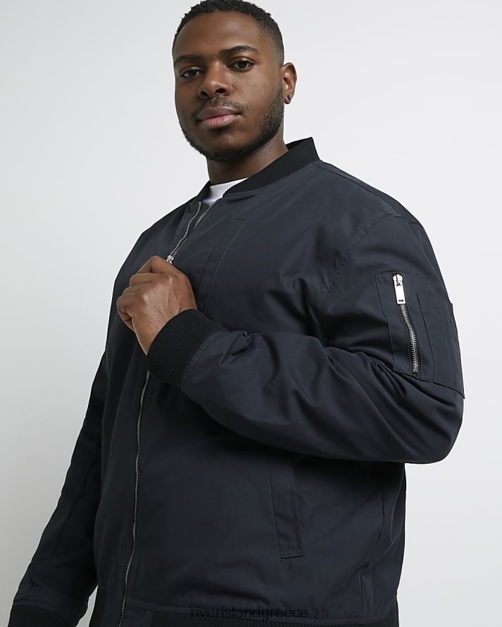 River Island ενδύματα μαύρος άνδρες μεγάλο & ψηλό bomber jacket B6N8X5988