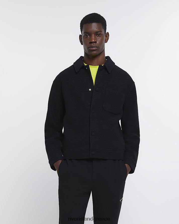River Island ενδύματα μαύρος άνδρες κανονική εφαρμογή boucle jacket B6N8X3083
