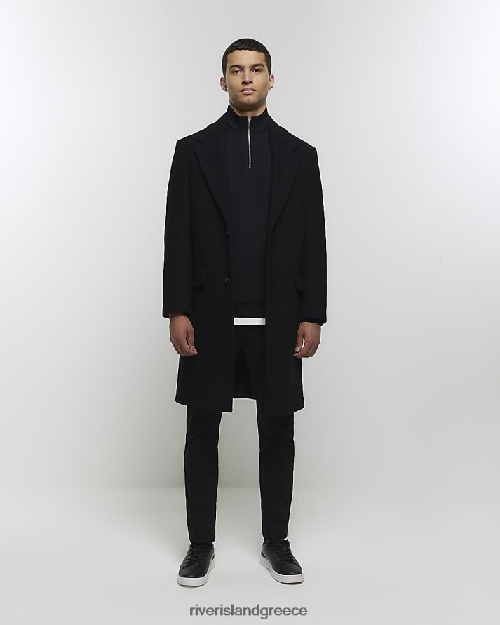 River Island ενδύματα μαύρος άνδρες παλτό premium με κανονική εφαρμογή B6N8X2352