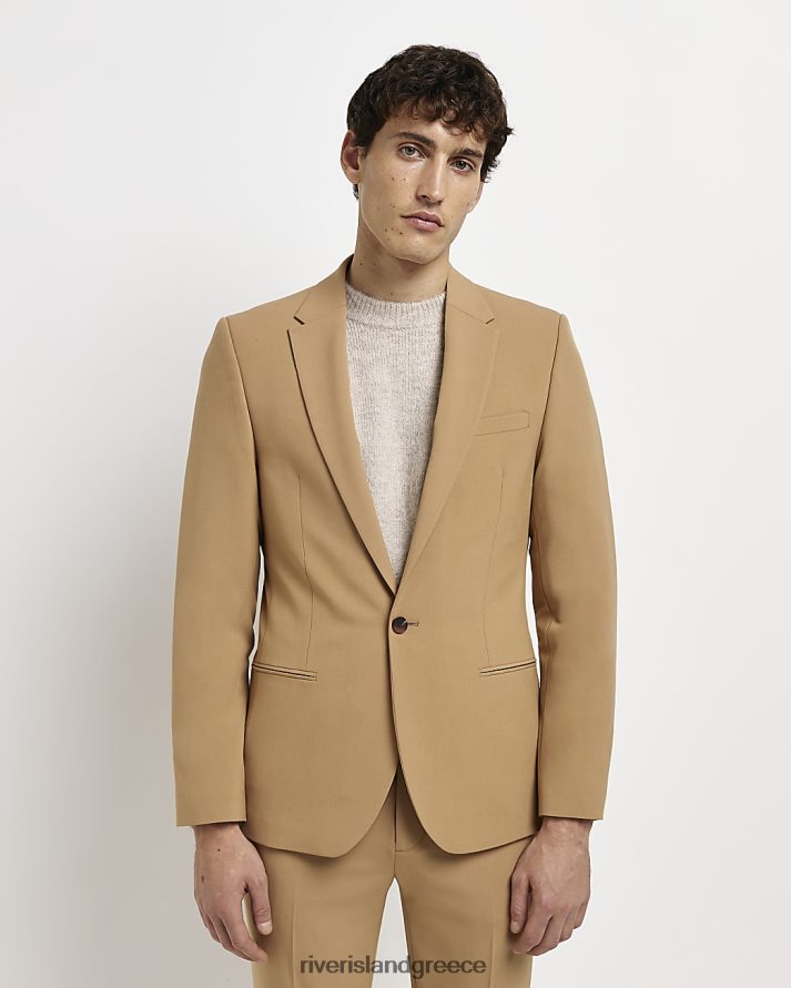 River Island ενδύματα καφέ άνδρες σακάκι κοστούμι με σούπερ skinny εφαρμογή B6N8X2507