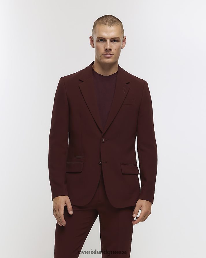 River Island ενδύματα σκούρο κόκκινο άνδρες slim fit κοστούμι σακάκι B6N8X2359
