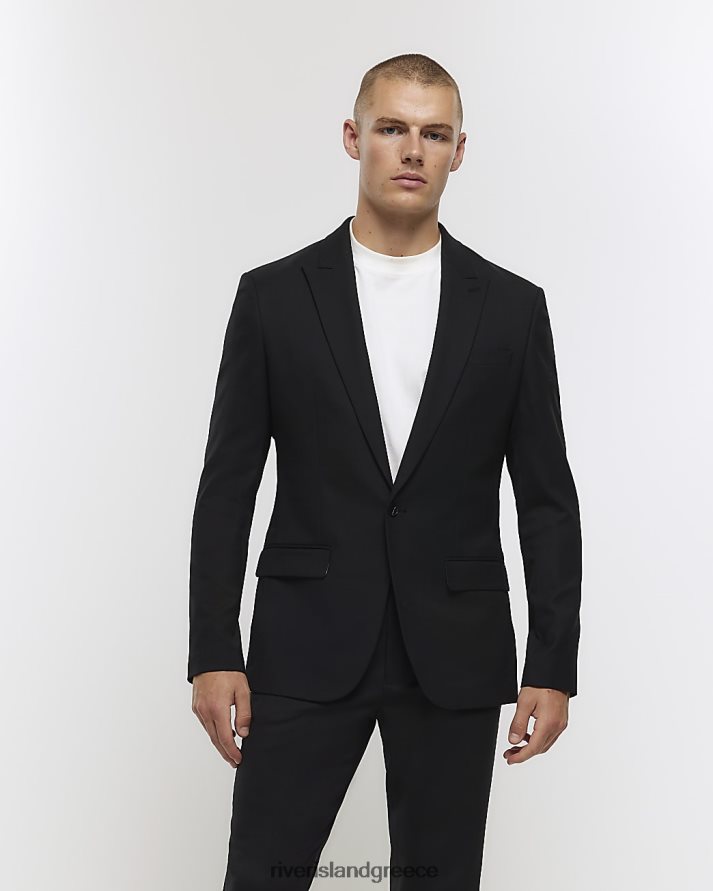 River Island ενδύματα μαύρος άνδρες slim fit μάλλινο τζάκετ κοστούμι B6N8X2727