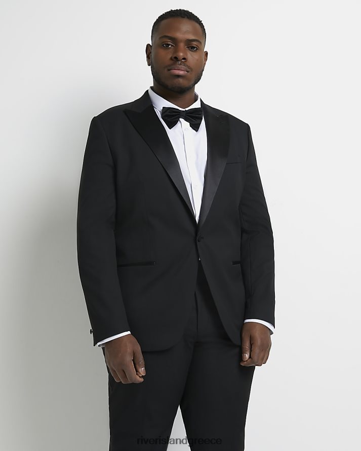 River Island ενδύματα μαύρος άνδρες μεγάλο & ψηλό slim fit σμόκιν σακάκι B6N8X5987