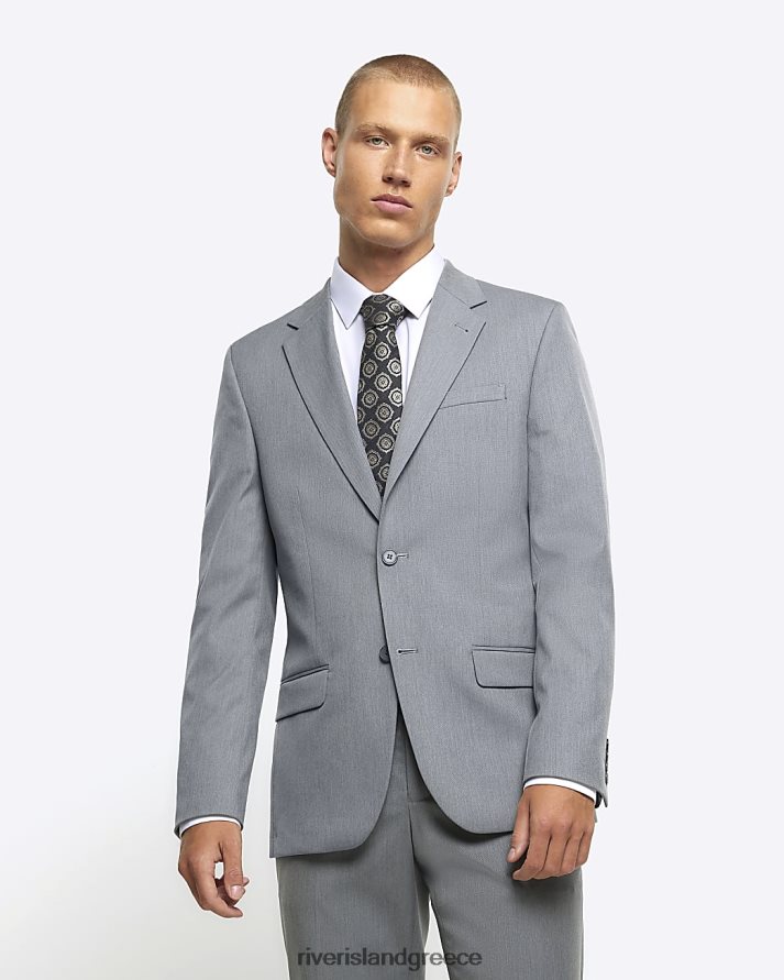 River Island ενδύματα γκρί άνδρες slim fit τζάκετ twill suit B6N8X3049