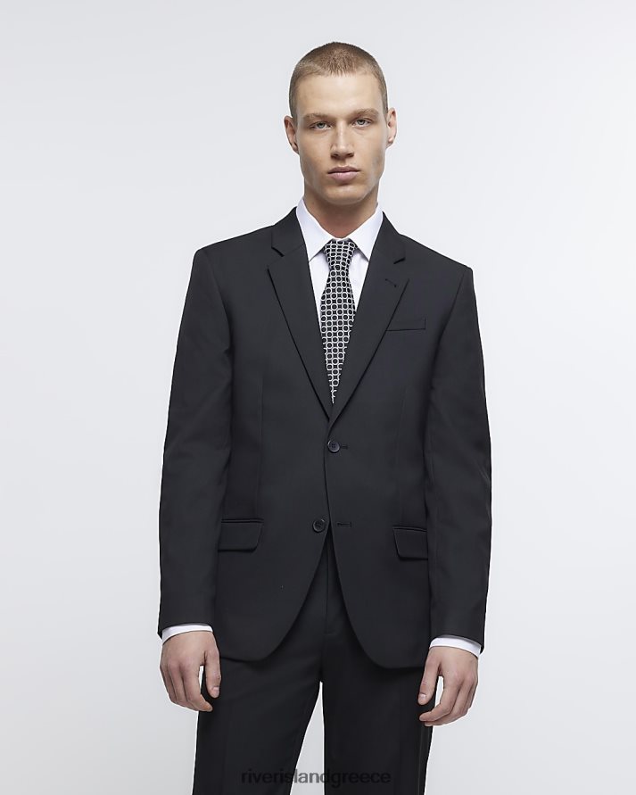 River Island ενδύματα μαύρος άνδρες κανονική εφαρμογή twill σακάκι B6N8X2959