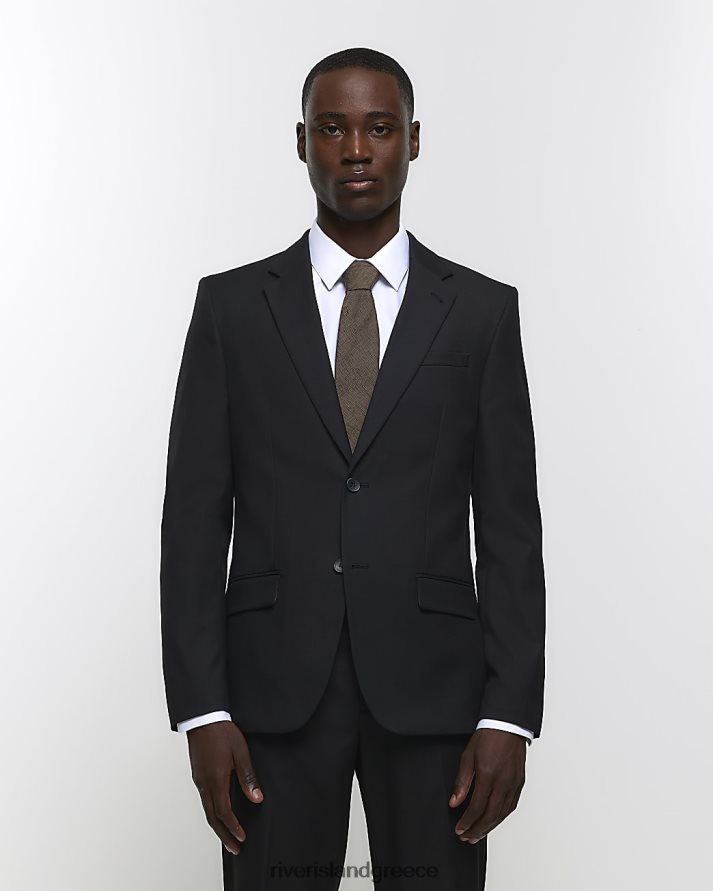 River Island ενδύματα μαύρος άνδρες κοκαλιάρικο σακάκι twill suit B6N8X2744