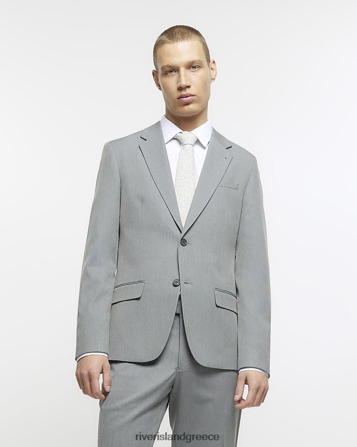 River Island ενδύματα γκρί άνδρες κοκαλιάρικο σακάκι twill suit B6N8X2745